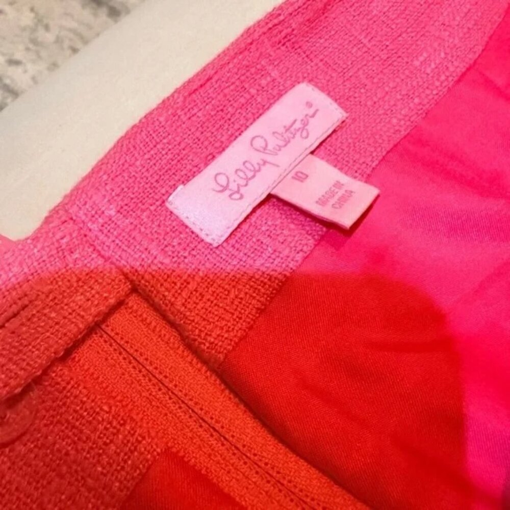 Lilly Pulitzer Hot Pink Ruffled Tweed Mini Skirt - Picture 2 of 8
